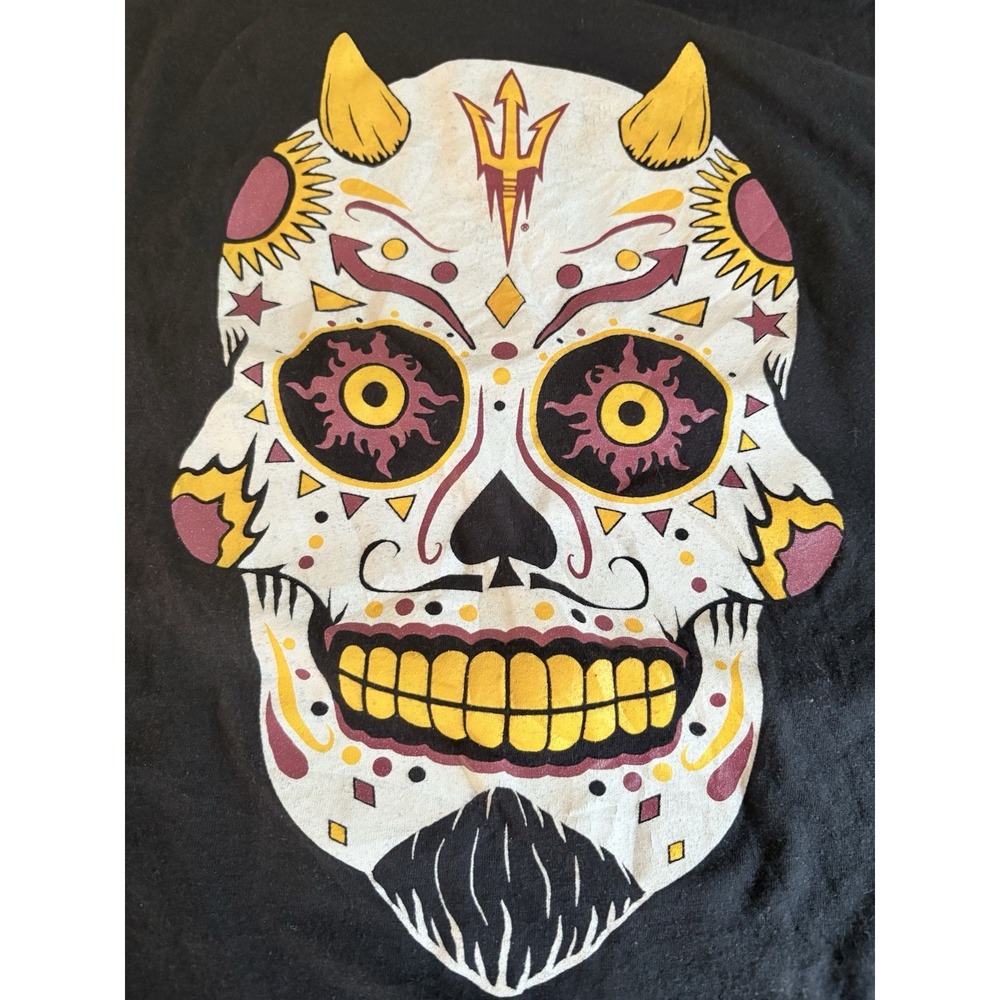 Arizona State University XL T-Shirt Dia De Los Muertos Sun Devil Sugar Skull Tee